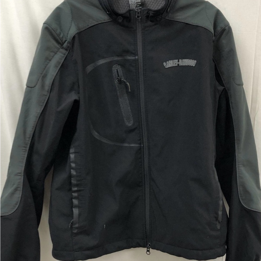 Men's Harley Davidson Motor Clothes Black Nylon Full Zip Size L